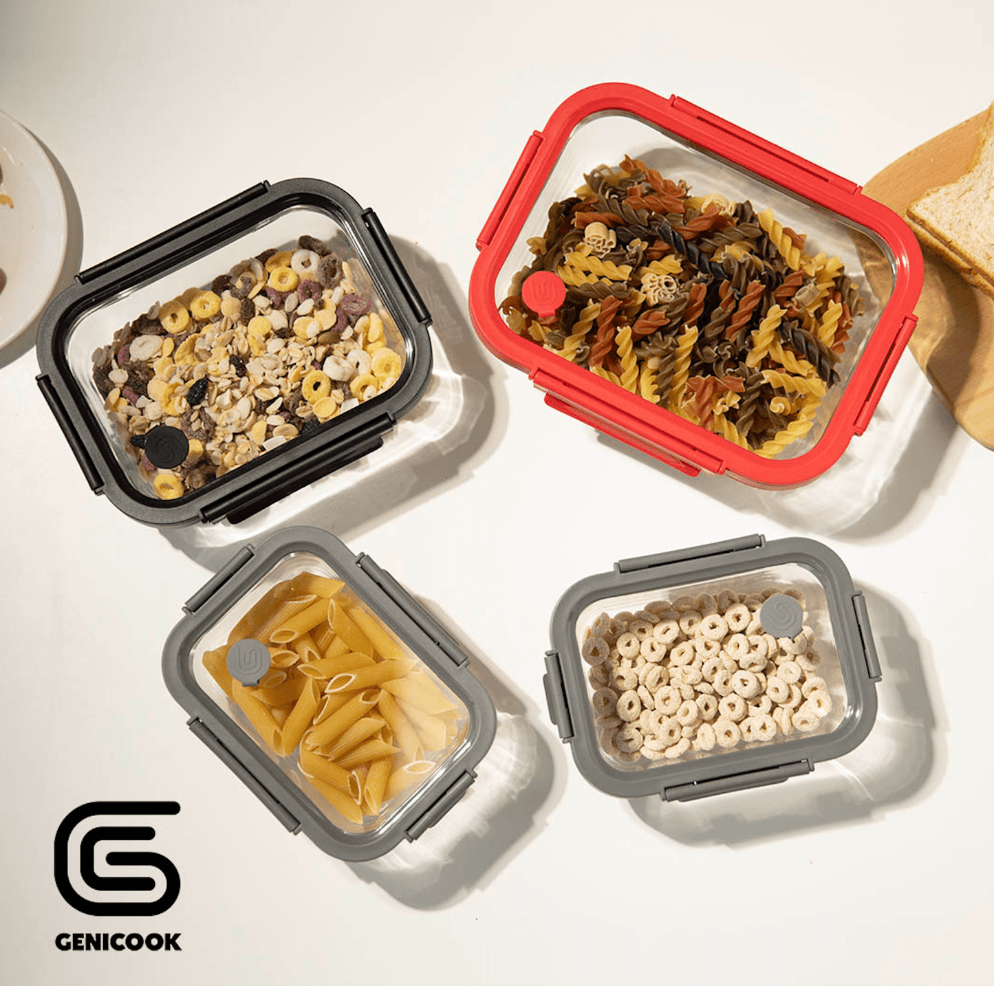 Rectangular Glass Food Storage Containers with Lids – Airtight, Leakproof Meal Prep Containers for Kitchen, Pantry & Lunch |The Trendora Vault|