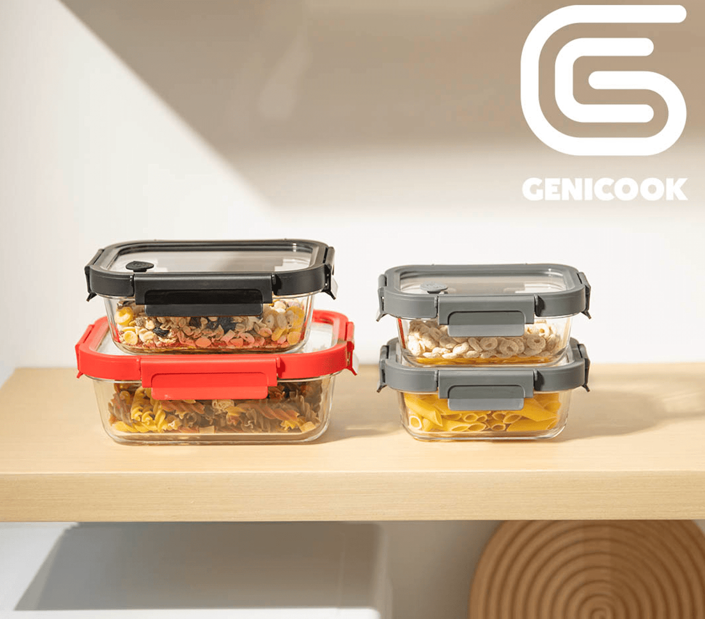 Rectangular Glass Food Storage Containers with Lids – Airtight, Leakproof Meal Prep Containers for Kitchen, Pantry & Lunch |The Trendora Vault|