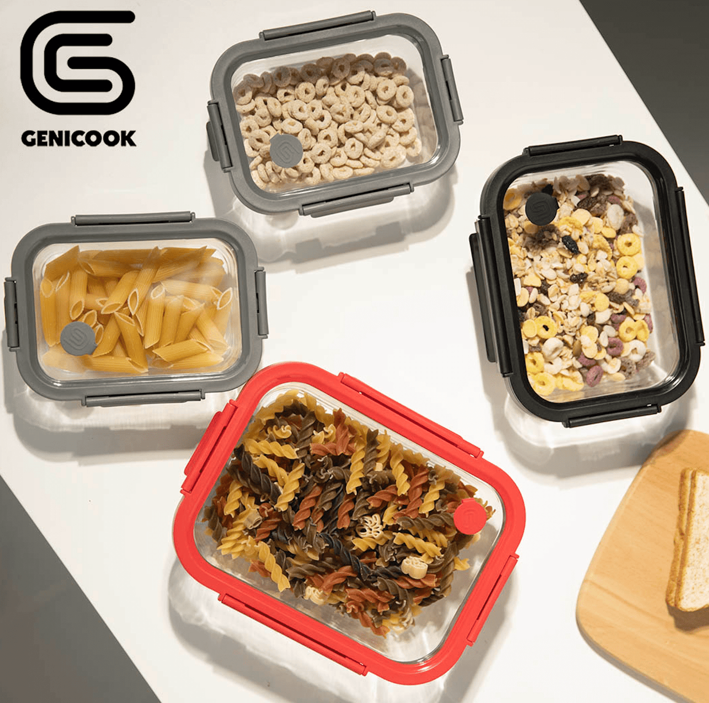 Rectangular Glass Food Storage Containers with Lids – Airtight, Leakproof Meal Prep Containers for Kitchen, Pantry & Lunch |The Trendora Vault|