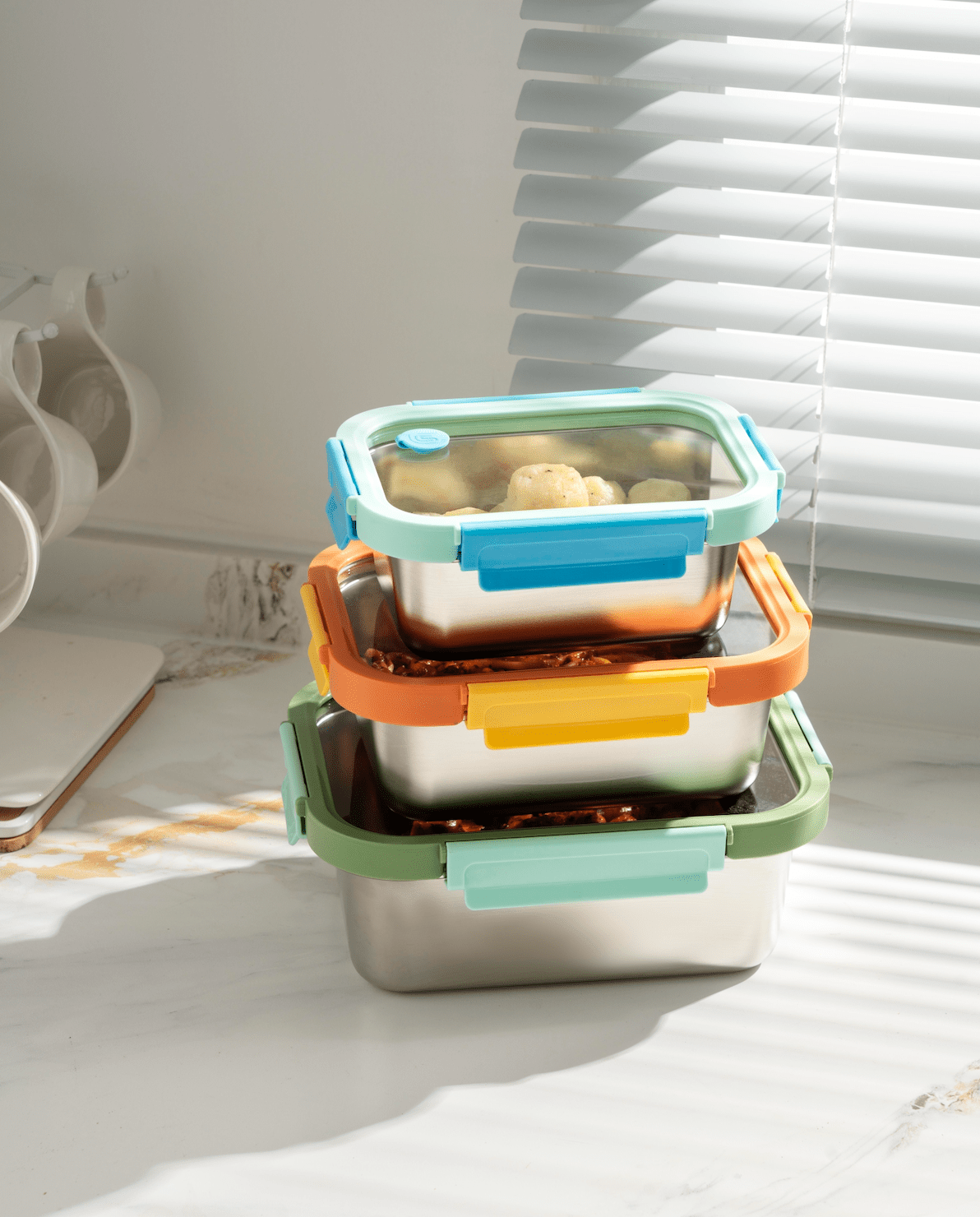 Multicolor Stainless Steel Mixing Bowl Set – Microwave Safe, Stackable, Nesting Food Storage Containers with Lids for Kitchen & Meal Prep |The Trendora Vault||