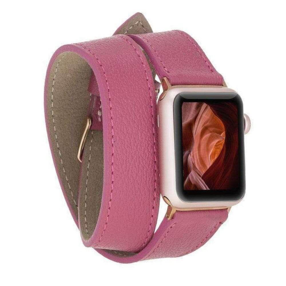 Luxury Double Wrap Dark Pink Leather Apple Watch Band – San Diego Edition |The Trendora Vault|