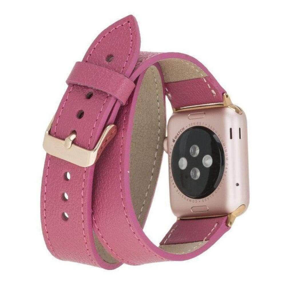 Luxury Double Wrap Dark Pink Leather Apple Watch Band – San Diego Edition |The Trendora Vault|