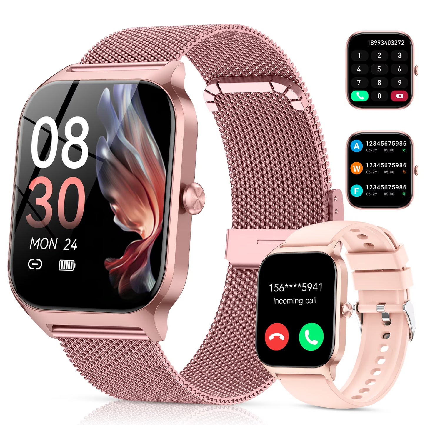 Smart Watch Fits for Android and IPhone, 1.85 inch Fitness Tracker, Men Women's Smartwatch with Answer/Make Calls/120+ Sports Modes/Message Reminder, IP68 Waterproof, for Gift Rose |The Trendora Vault|