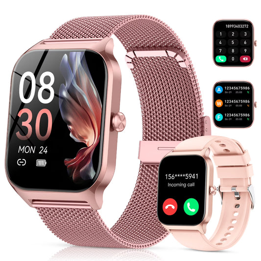 Smart Watch Fits for Android and IPhone, 1.85 inch Fitness Tracker, Men Women's Smartwatch with Answer/Make Calls/120+ Sports Modes/Message Reminder, IP68 Waterproof, for Gift Rose |The Trendora Vault|